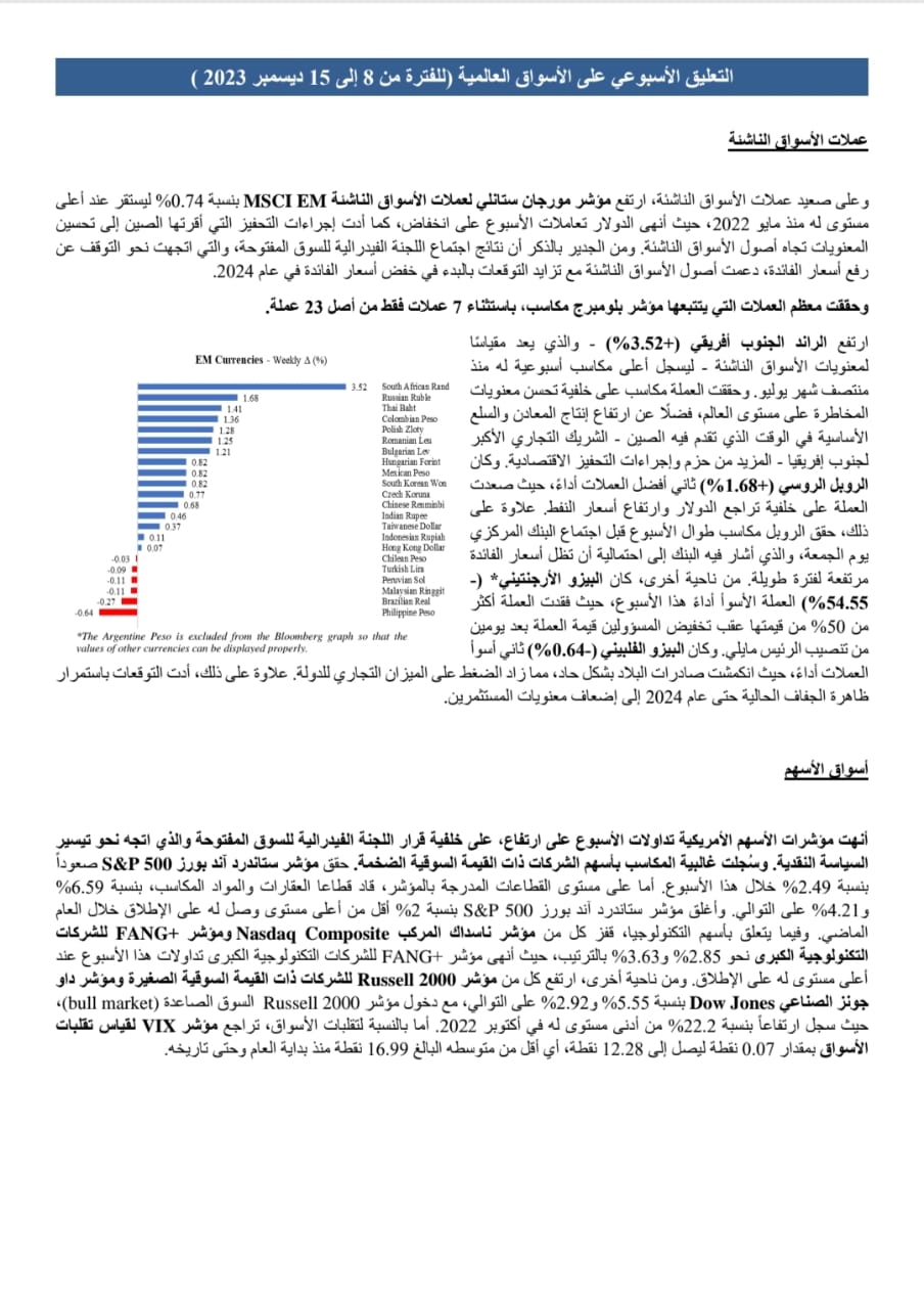 التعليق الأسبوعي على الأسواق العالمية )للفترة من 8 إلى 15 ديسمبر 2023) 4