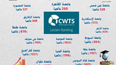 التعليم العالي: إدراج 15 جامعة مصرية فى تصنيف ليدن الهولندي 4